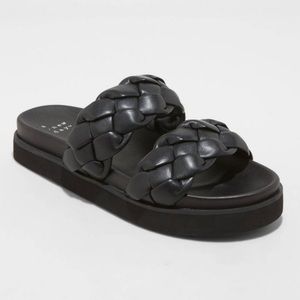 A new day sage braided footbed sandals black